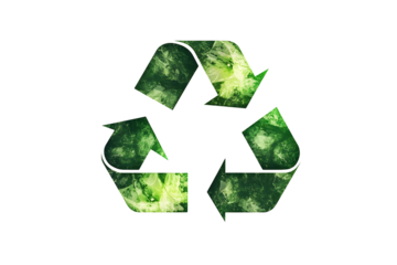 Universal recycling symbol with green textured design for environmental awareness