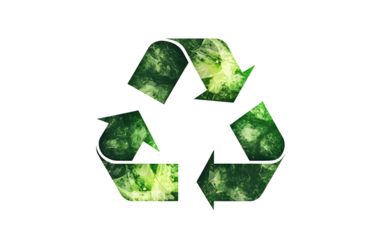 Universal recycling symbol with green textured design for environmental awareness