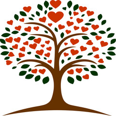 Tree With Love Silhouette Romantic Heart Shape Nature Background