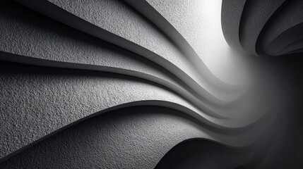 Creates abstract waves with concrete, showcasing textures, light and shadows. Ideal for backgrounds, web design, marketing.