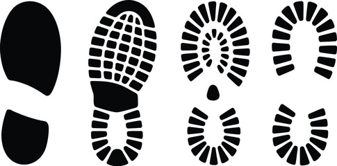 Footprint vector set black and white shoe print vector design for web design use