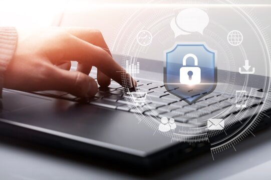 Cyber security protects icons on device