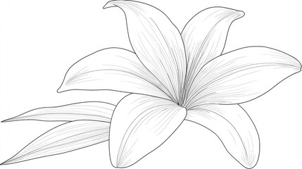 Obraz premium Detailed line art illustration of a lily flower with delicate petals