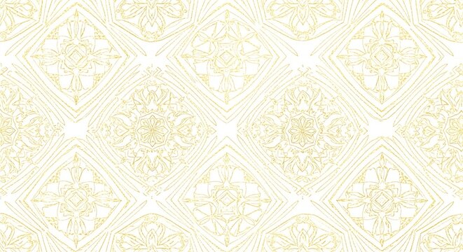 Abstract delicate golden pattern with geometric shapes and light effects, isolated on white background