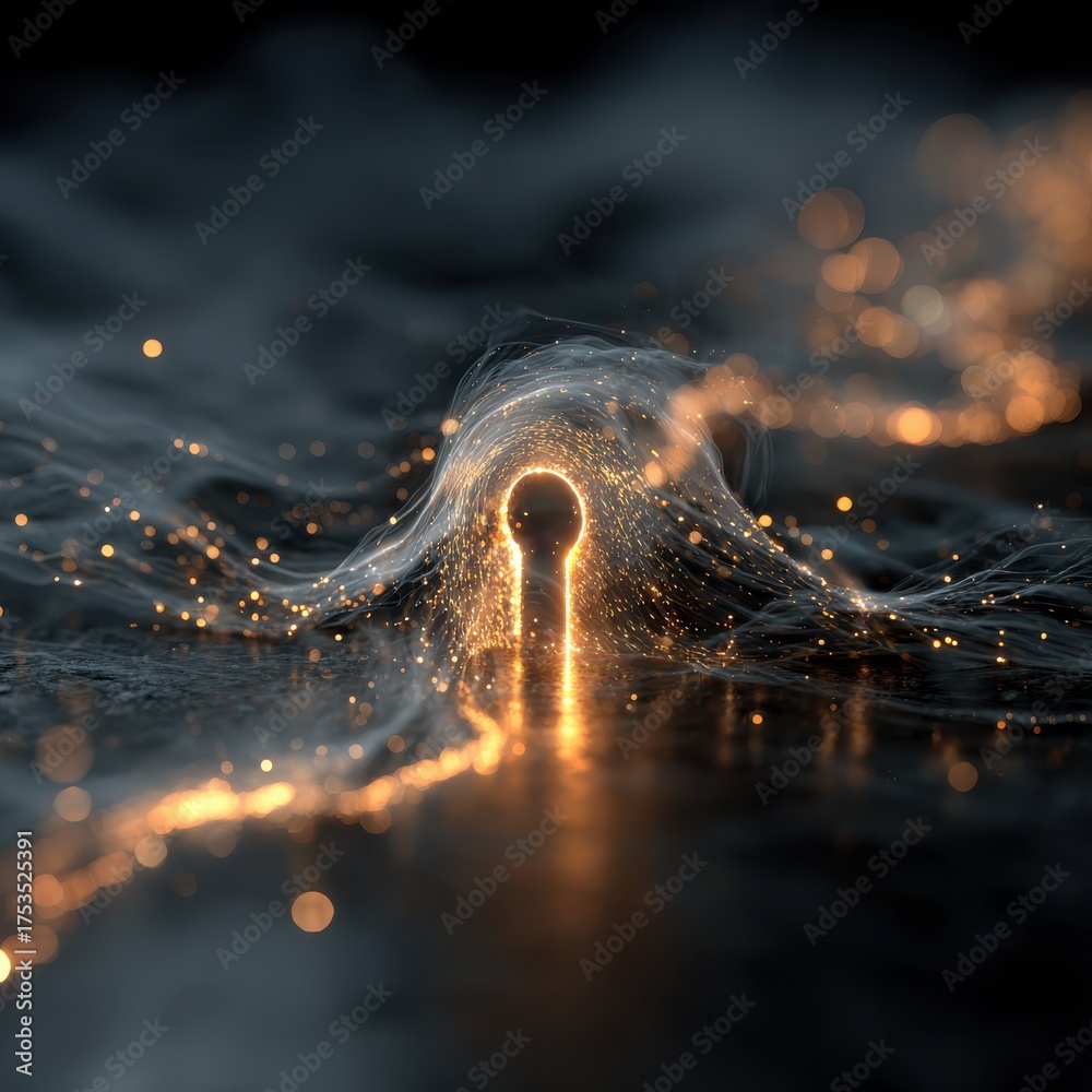 Canvas Prints abstract visualization of secure data vault with glowing keyhole