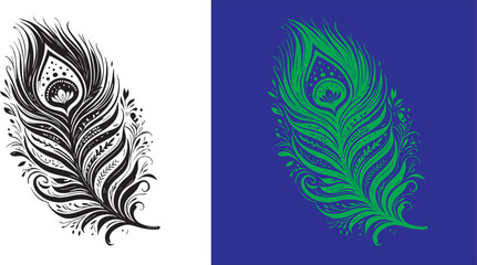 Fototapeta premium Abstract Black and White Floral Design Element in Upper Right Corner