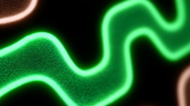 Glowing green neon wave macro vj loop motion background
