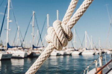 Boat rope. Detail of a white rope
