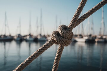 Boat rope. Detail of a white rope