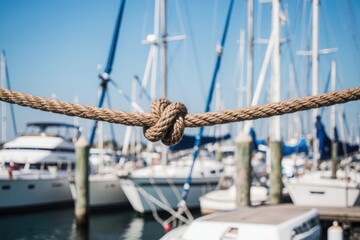 Boat rope. Detail of a white rope