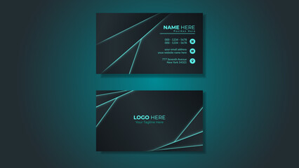 Abstract Geometric Business Card Template – Modern Dark Theme Design for Marketing and Branding.
