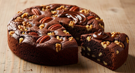 Indulgent Chocolate Walnut Pecan Cake Dessert