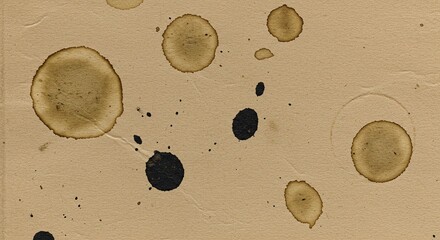 Abstract coffee stain circles on beige surface design