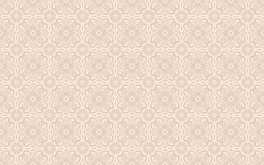 Lace seamless pattern. Delicate elegant background in soft beige tones for wallpaper, fabric, stationery, greeting cards, invitations. Damask stylish backdrop.