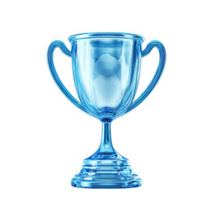 A shiny blue trophy isolated on a transparent plain background