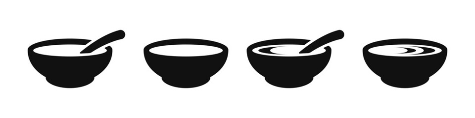 Bowl of soup icon set. Bowl symbol flat style. Bowl logo vector illustration