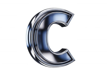 Chrome letter C isolated on a transparent background