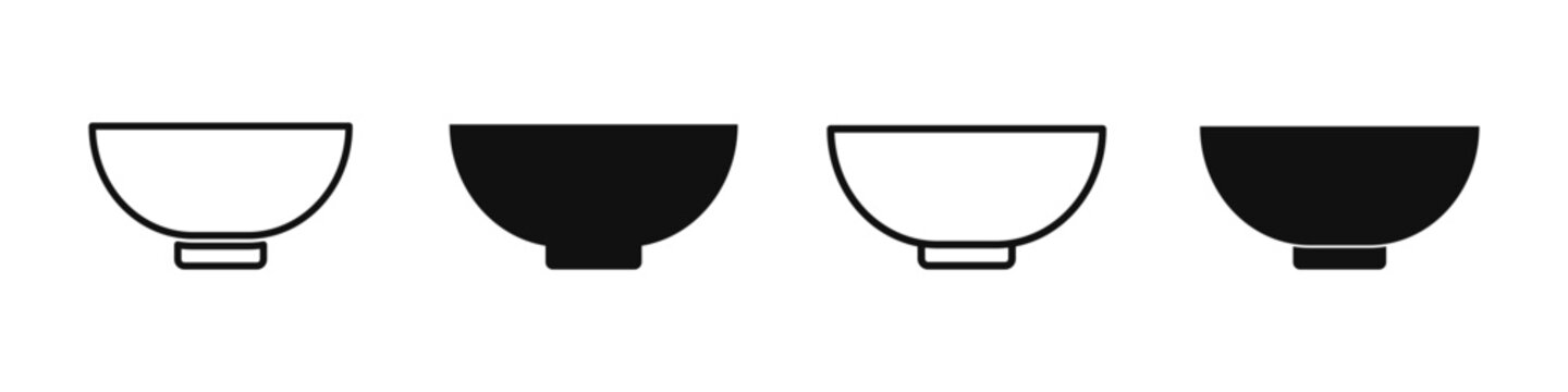 Simple bowl icon set. Bowl symbol for soup, rice, noodle, sereal, and other cuisine