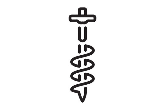 auger icon. Thin linear style design. one line Icon drawing with white background