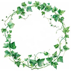 Fototapeta premium Clipart of green leaves and plant motifs, frames on a white background.