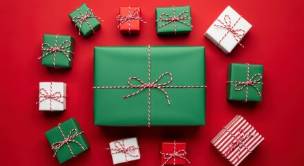 Assorted Christmas Gifts Wrapped in Festive Paper
