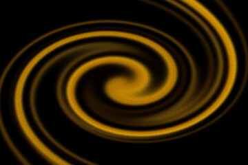 Abstract golden swirl with glitter texture on a black background, representing energy and motion