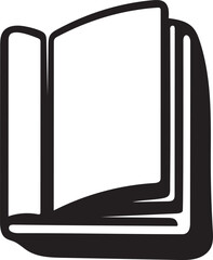 Open Book Icon Silhouette with Blank Pages empty