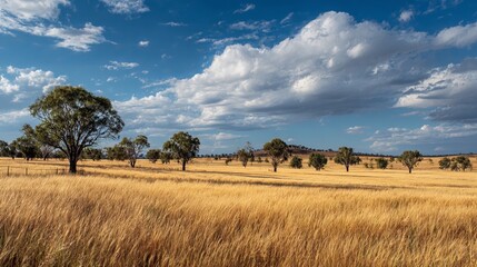 Sustainable Australian farm cultivating wheat and barley using regenerative agricultural practices. Cropping ranch promoting environmental stewardship.
 