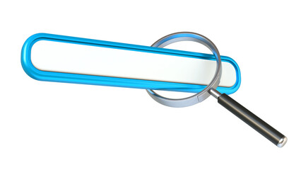 Search bar with magnifying glass on a isolated background. Search concept. Blank search bar mockup. Online search or online shopping concept. Search engine optimisation or SEO concept.