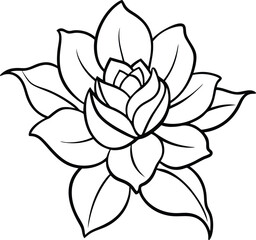 Obraz premium Detailed outline drawing of a beautiful blooming rose flower petal arrangement