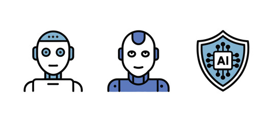 Fototapeta premium Artificial Intelligence and Robot Icon Set – AI Technology and Security Vector Design