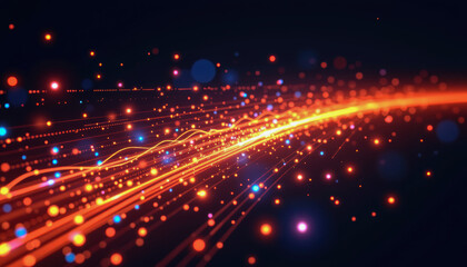 Obraz premium Dynamic optical data visualization digital space abstract art vibrant environment aesthetic view modern concept