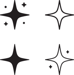 Obraz premium Isolated spark icons, black shining flash symbol, creative energy sparkle vector, minimal thin stroke light burst design, glowing inspiration element, modern bright icon set