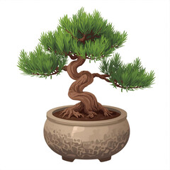 Artistic bonsai tree with twisted trunk in textured ceramic pot, bringing tranquility and nature indoors.