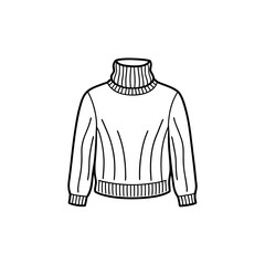 Cozy turtleneck sweater illustration in minimalist black and white design for winter fashion