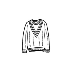 V-neck knitted sweater illustration on a white background - Hand-drawn style clothing item