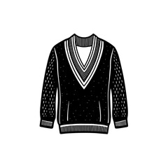 V-neck Sweater Illustration Cotton Knitwear Fashion Icon for Casual Style