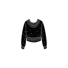 Black t shirt and black and white striped sweater fashion clothing illustration