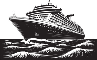 Viking Longship Drakkar with Striped Sail on Rough Ocean Waves