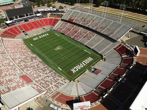 Raleigh, NC - USA - 09-23-2025: Aerial view of Carter-Finley Stadium , home of the NC State Wolfpack football team