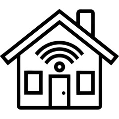 Smart Home Wi-Fi Signal Silhouette Vector Icon