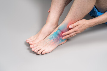 Joint diseases, hallux valgus, plantar fasciitis, man's leg hurts, foot pain