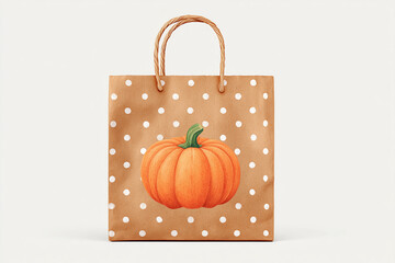 Pumpkin Gift Bag with Polka Dots on White Background