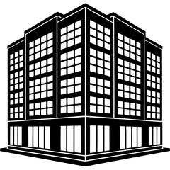 Minimalist Office Building Icon Silhouette Vector