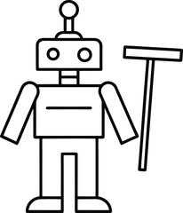 Robotic Window Cleaner Line Art Transparent Background