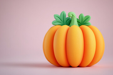 3D Realistic Pumpkin on Purple Background