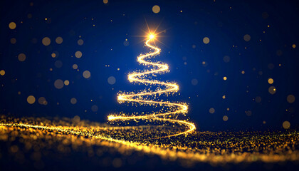 Golden Christmas Tree Sparkle