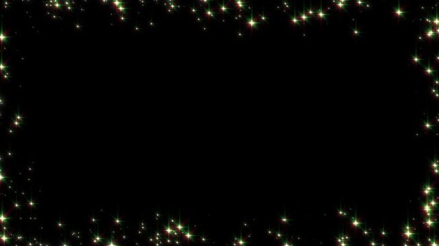 christmas stars twinkle border frame on black background animation, winter holiday and new year celebration motion background