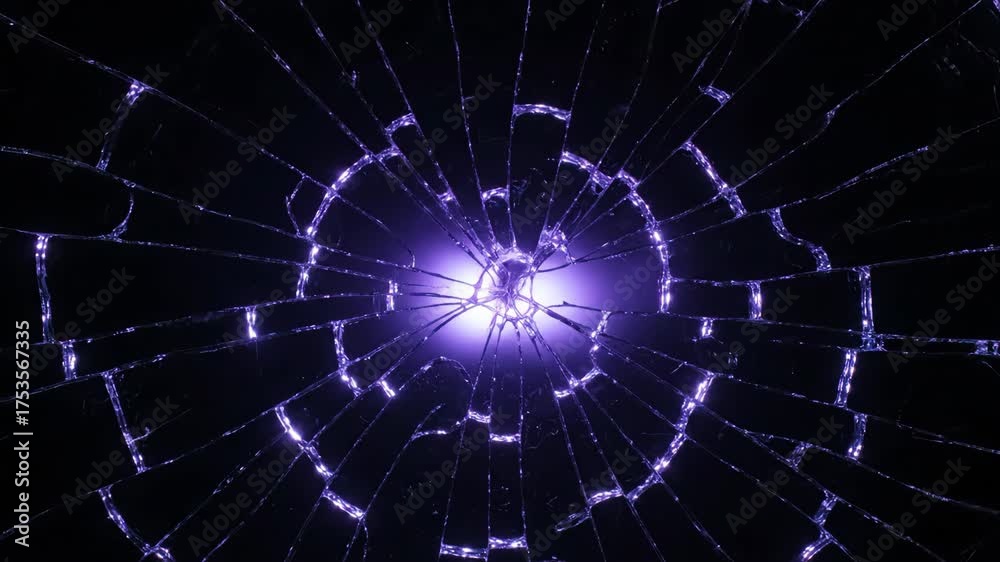 Canvas Prints abstract seamlessly looping video depicting a fractured glass surface with internal light emanating 