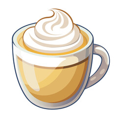 Delightful cup of creamy hot beverage topped with whipped cream, perfect for a cold day or a sweet treat